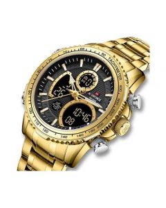 Naviforce Dual Time Edition Watch For Men Gold (NF-9182-7) - On Installments - IS-0212