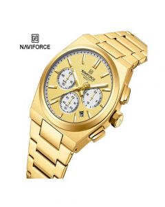 Naviforce Bond Chrono Watch For Men Golden (NF-8048G-1) - On Installments - IS-0212