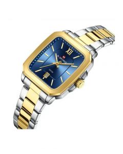 Naviforce Sleek Square Two Tone Watch For Men (NF-9239g-2) - On Installments - IS-0212