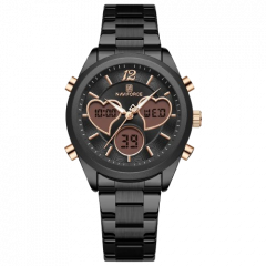 Naviforce Elegant Heart Watch For Women Black (NF-5045-1) - On Installments - IS-0212