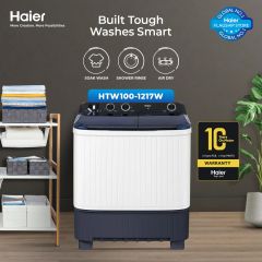 Haier 10 Kg- Twin Tub Semi Automatic Washing Machine- HTW 100-1217 - 10 Years Brand Warranty - On Installments -Musab Mall ( 3 Months 0% Percent Profit Product Available On 48 Months Installment )