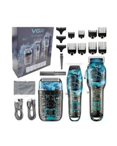 VGR 3 In 1 Professional Premium Grooming Kit Blue - (V-645) - On Installments - IS-0255