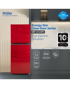 Haier Refrigerator HRF-276EPR - 246 Liter Capacity Glass Door, Red Color, 10 Year compressor 3 year electrical parts warranty | Official Warranty - ET2 