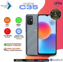 Realme C35 4GB,128Gb On Easy Installments (9 Months) with 1 Year Brand Warranty & PTA Approved With Free Gift by SALAMTEC & BEST PRICES