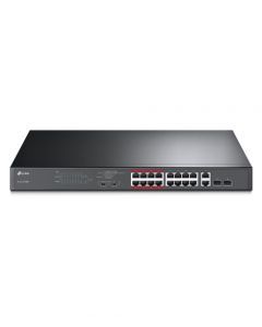 TP-Link 16-Port 10/100Mbps + 2-Port Gigabit Unmanaged PoE Switch (TL-SL1218MP) - On Installments - IS-0136