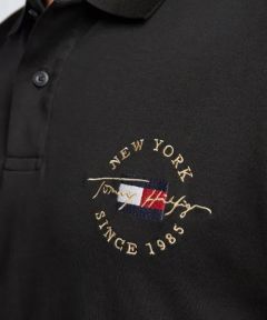 Tommy Hilfiger Polo Shirt 1985 New York Short Sleeve Men's Logo - Black