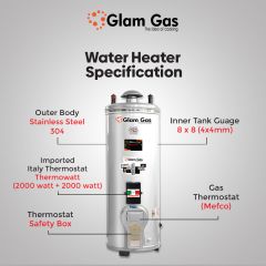 Glam Gas Hybrid Water Heater (Electric + Gas) - 50 Gallon (8x8) Steel