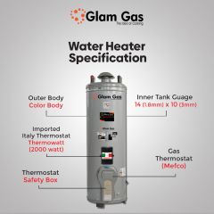 Glam Gas Water Heater 30 Gallon Electric + Gas (14 X 10)