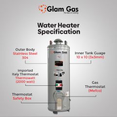 Glam Gas Hybrid Water Heater (Electric + Gas) - 30 Gallon (10 x 10 Gauge)