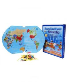 Planet X Wooden World Map With 36 National Flags For Kids (PX-10503) - On Installments - IS-0134