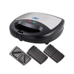 Anex AG-1039 C - 3 in 1 - Deluxe Sandwich Maker - 750 Watts - Black & Silver_Y.Z