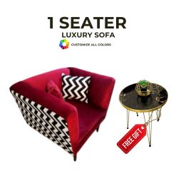 1 Seater luxury Sofa with 1 Free Cushi tractive design Customize All Color Available By AHQ INTERIOR 