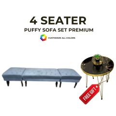 4 Seater Puffy Sofa Set Premium Malai Velvet 5 Year Guarantee All Color Available By AHQ INTERIOR
