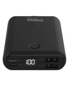 Faster Wallet 10000mAh Mini Power Bank With Digital Display Black (J12) - On Installments - IS-0045