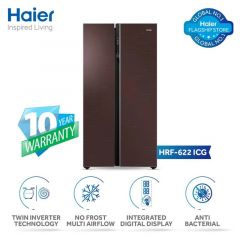 Haier HRF-622 ICG Side-by-Side Door Inverter Refrigerator 22 Cubic Feet With Official Warranty On 12 Months Installments At 0% Markup