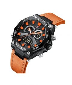 Naviforce Dual Time Edition Watch For Men Brown (NF-9220-5) - On Installments - IS-0140