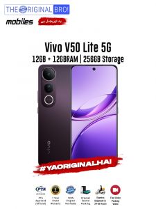 Vivo V50 Lite 5G - 12GB RAM - 256GB Storage - PTA Approved - 12 Months Warranty - Black - The Original Bro Mobiles - TOB28