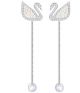 Swarovski Iconic Swan pierced Earrings White, Rhodium Plated