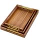 HomeCart Bamboo Serving Tray ? Golden Handles (H7068)