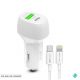 Sovo Lightning Iphone type Usb Car Charger SCR-440 3QC3.0 + PD, 38W super fast charger White colour  On Installment By Tech House