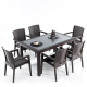 Rattan Effect Garden Furniture Set ? Glass Top Dining Table 6 Stackable Chairs-Hazari_imp-2200