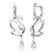 Rhodium Plated Swarovski Swan Drop Earrings Blue