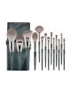 Muicin Green Leather Pouch Professional Makeup Brush Set – 14Pc  - ISPK-0157
