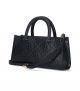 T Monogram Embossed East West Small Rectangular Tote - Black