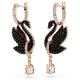  Swarovski Swan drop earrings Swan, Black ,Rose gold-tone plated.