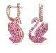 Swarovski Crystal Iconic Swan Pierced Earrings Pink Rhodium Plated
