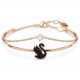 Swarovski Swan Bracelet, Black, Rose gold-tone plated