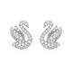 Rhodium Plated Swarovski Swan Earrings with White Crystals