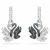Swan drop earrings Swan, Black, Rhodium plated