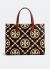 Tory Burch T Monogram Embossed Contrast Small Square Tote Bag - Black / New Cream