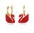 Swarovski Red Iconic Swan Dangle Earrings Gold Tone Plated