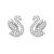 Rhodium Plated Swarovski Swan Earrings with White Crystals