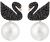 Swarovski Iconic Swan Earrings with Black Crystals, Rose Gold Plated
